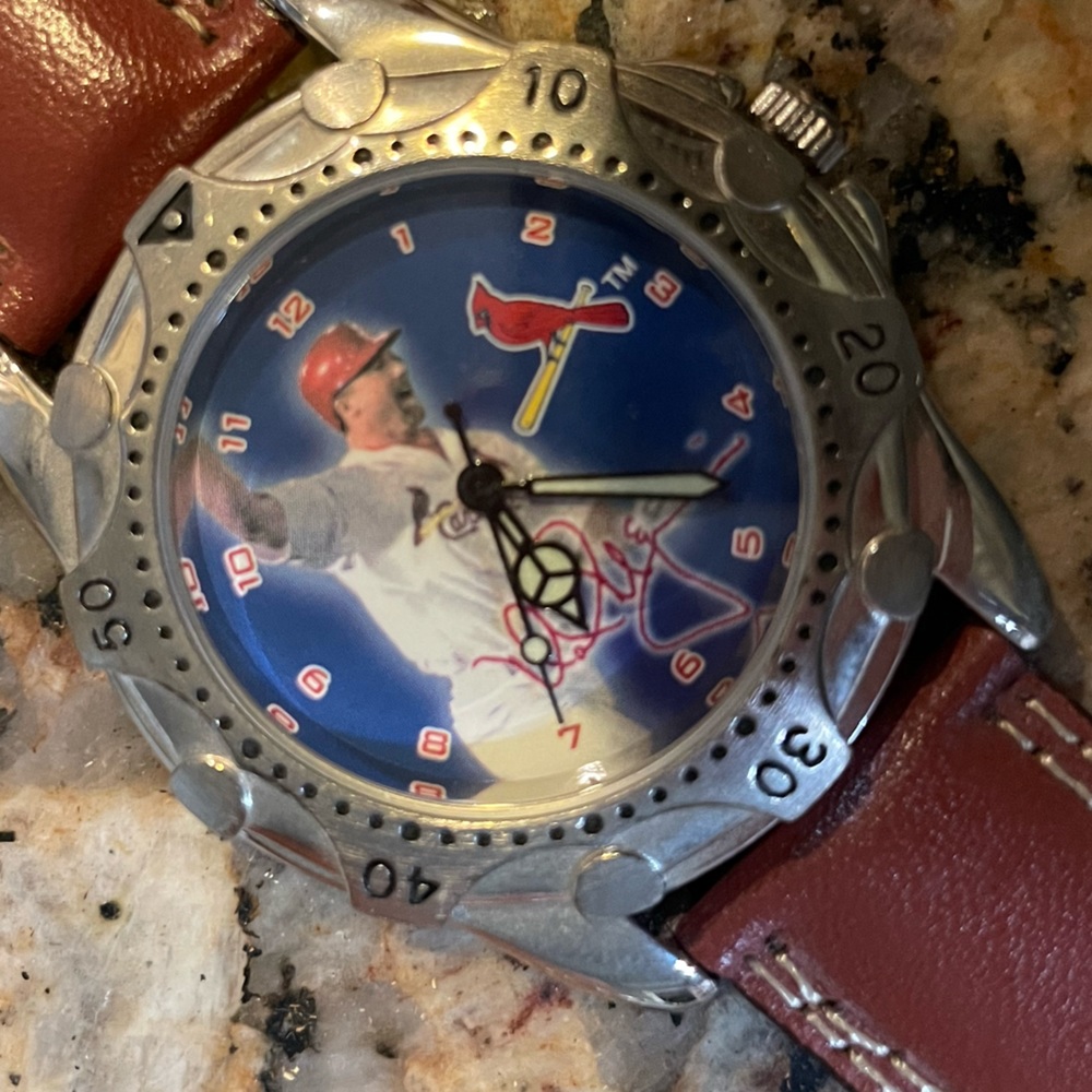 MLB Avon Mark McGuire Collectible Cardinals watch with leather band